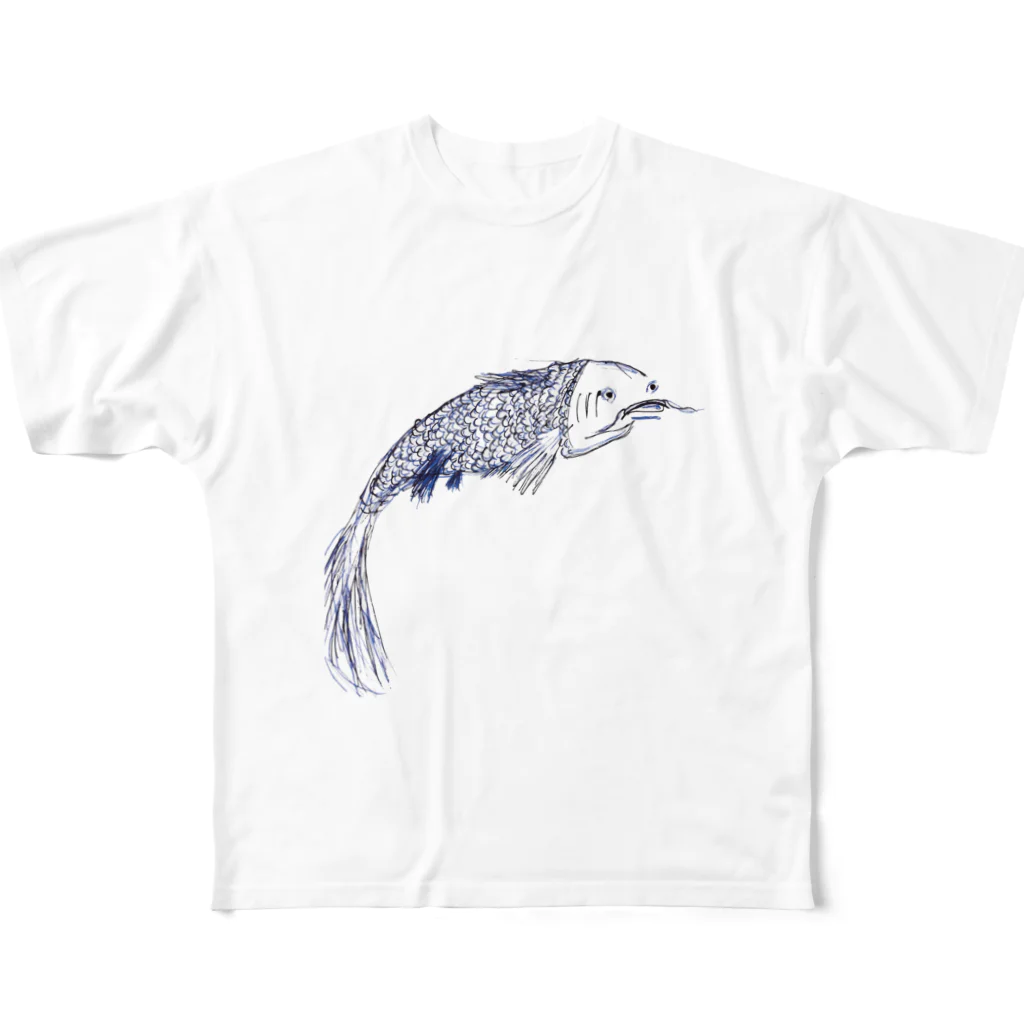 Fishes Can't FlyのBlanquito the Koi fish フルグラフィックTシャツ