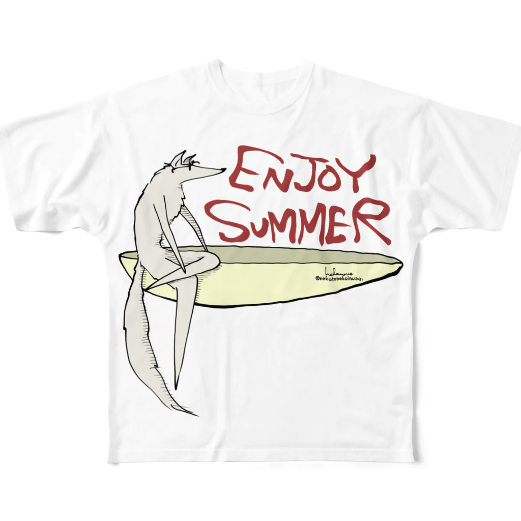 猫とネコ犬のボルゾイ 夏を楽しむゾイ All-Over Print T-Shirt