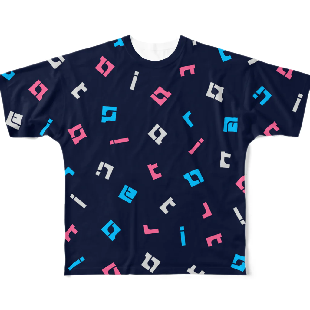 イラクサのtaiatariフルグラフィックT(紺/カラフル) All-Over Print T-Shirt