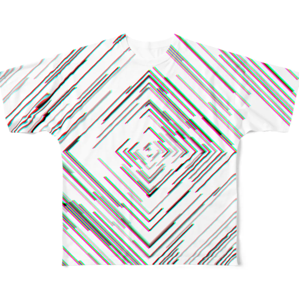 Takayosi Amagiの37. Square Swirl フルグラフィックTシャツ