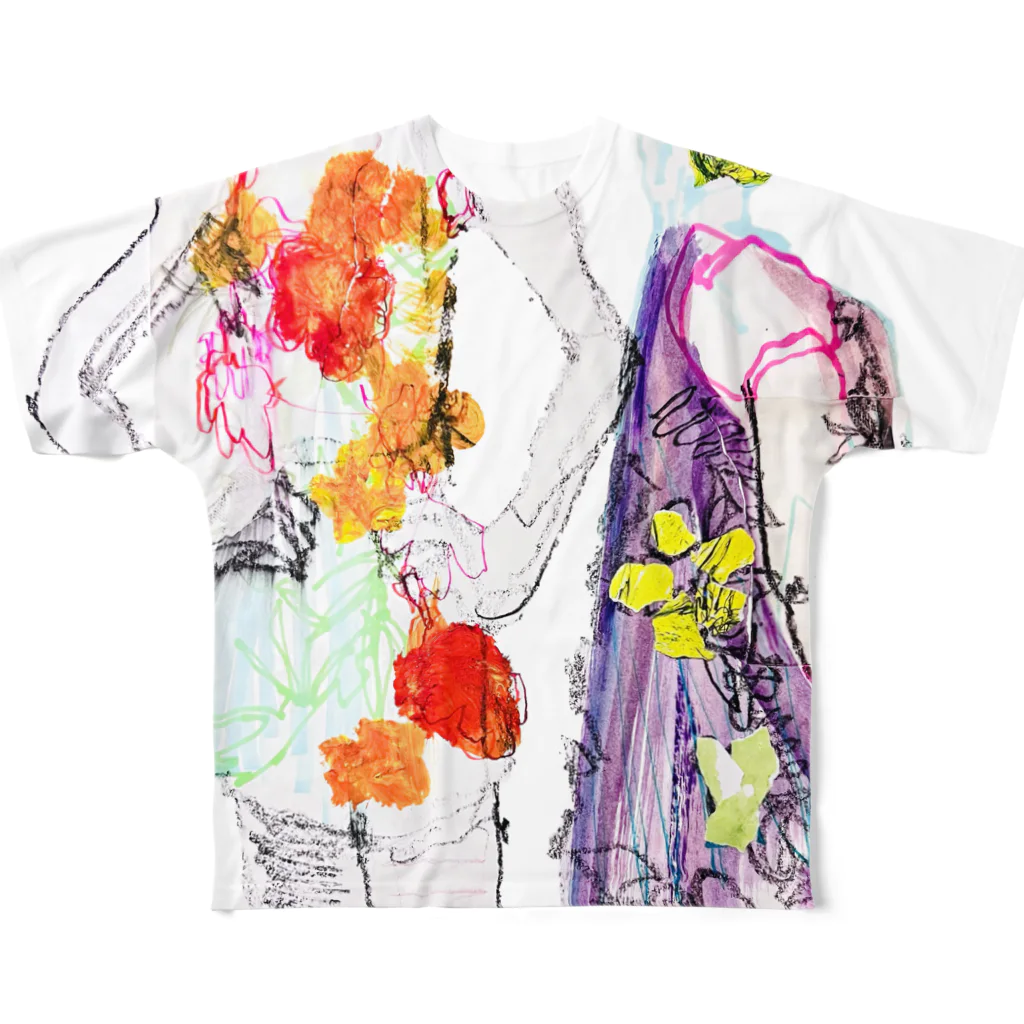 CAUCのflower girls フルグラフィックTシャツ