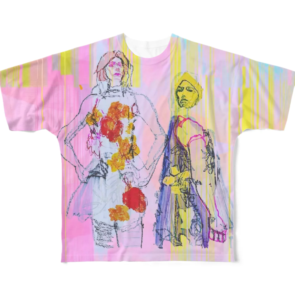 CAUCのflower girls (fancy ver.) フルグラフィックTシャツ