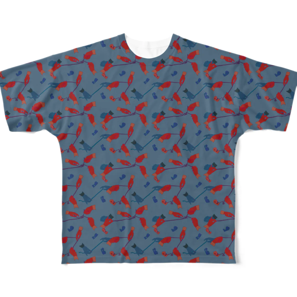 38　サンパチのテープくちゃくちゃ　ブルー All-Over Print T-Shirt