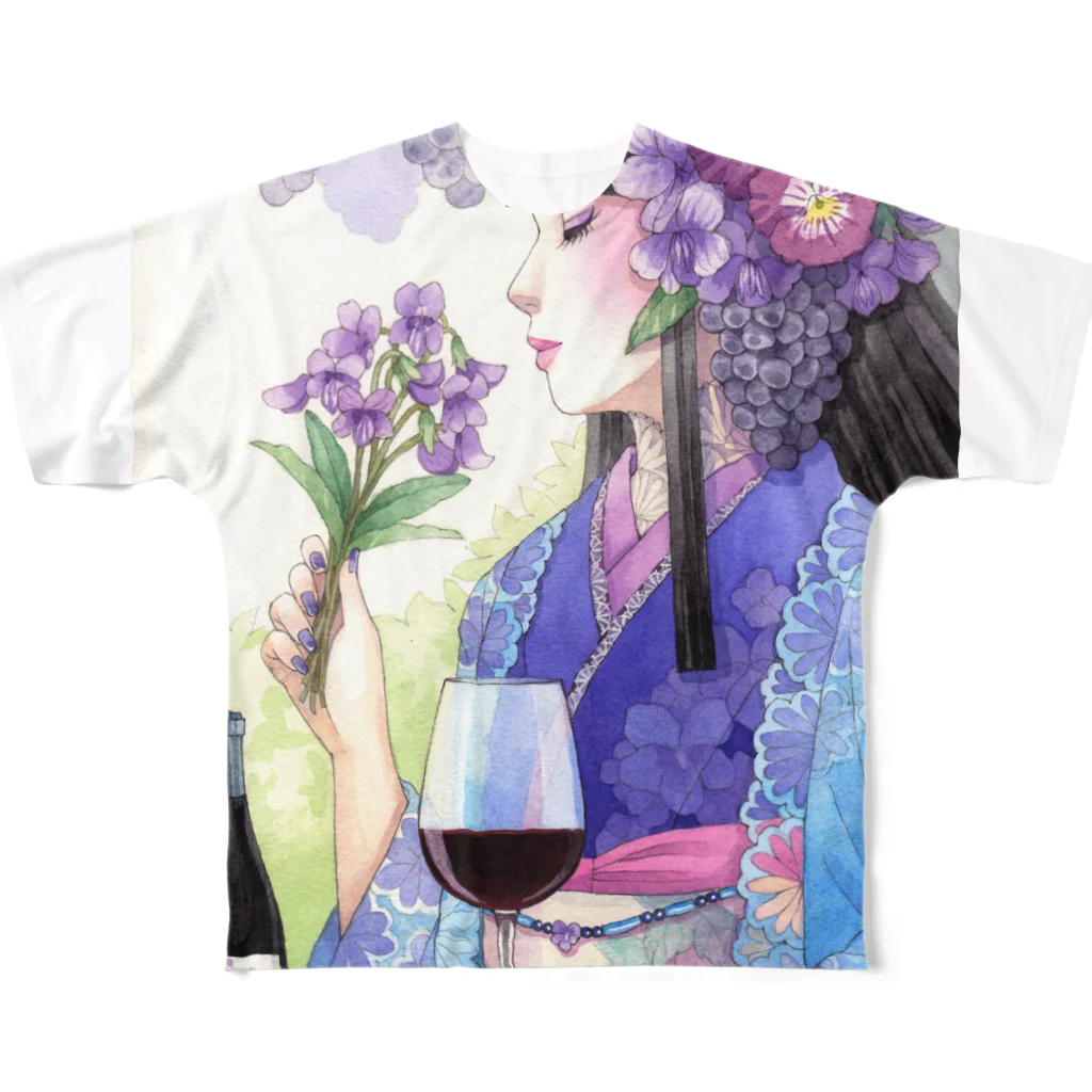 苗村さとみのワイン女子・スミレルージュ All-Over Print T-Shirt