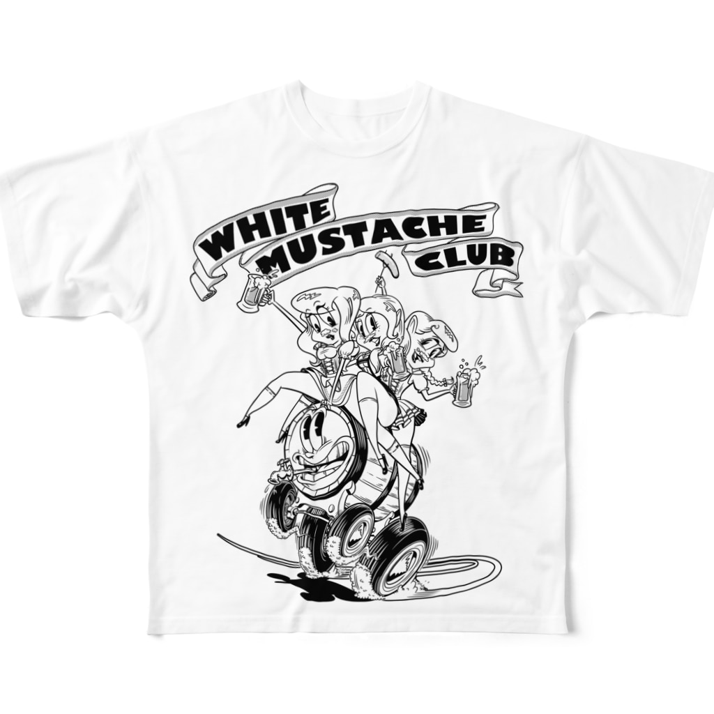 nidan-illustrationの"WHITE MUSTACHE CLUB"(タイトルなし)) All-Over Print T-Shirt