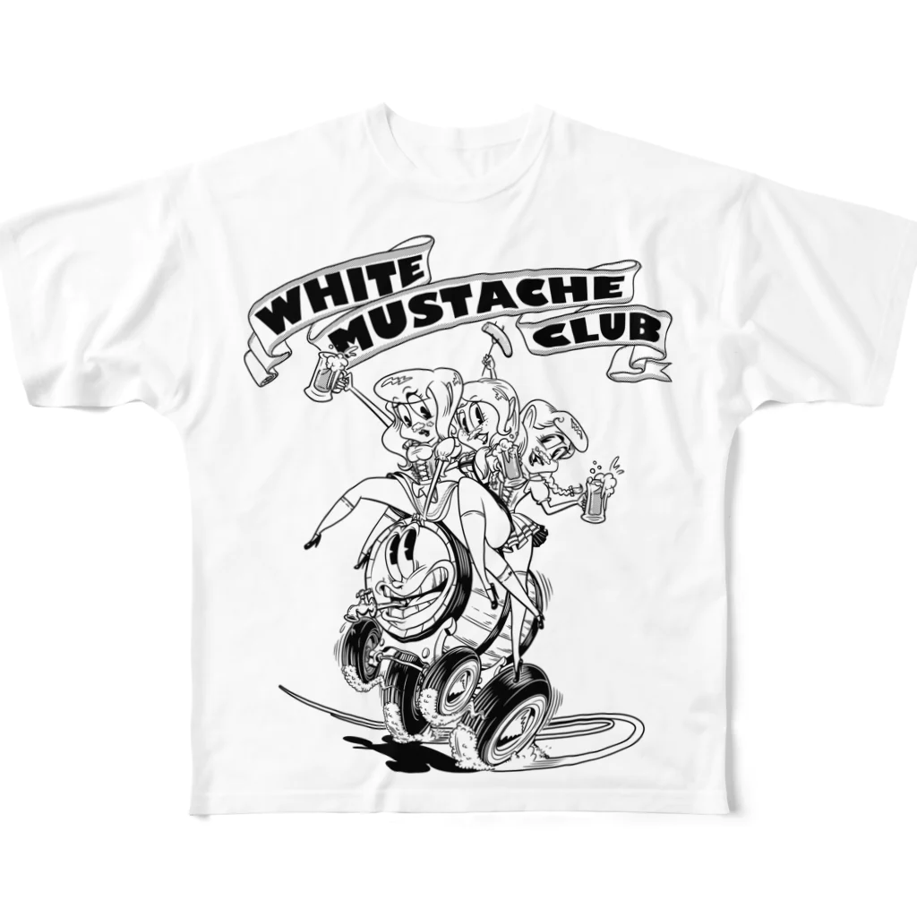 nidan-illustrationの"WHITE MUSTACHE CLUB"(タイトルなし)) フルグラフィックTシャツ