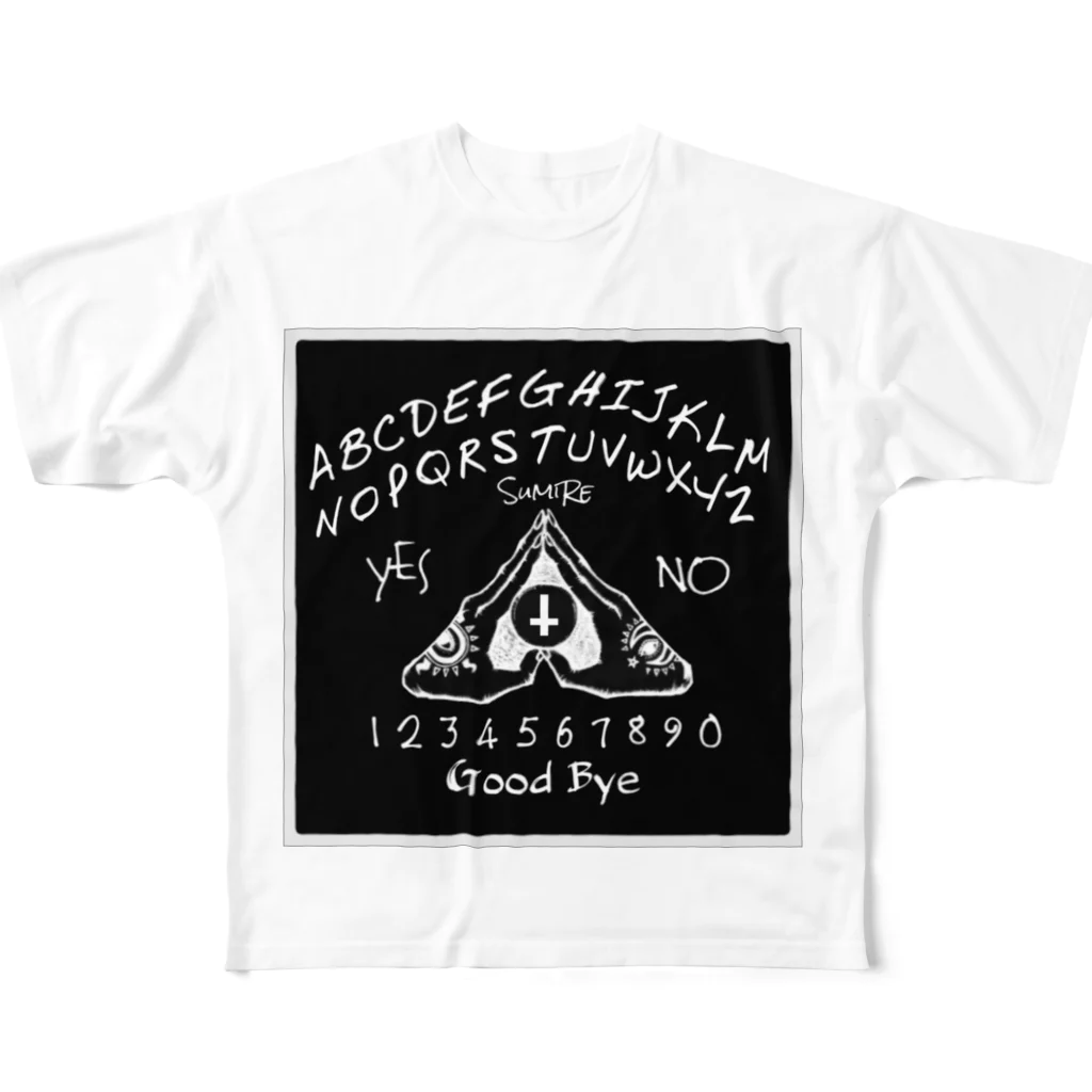 SumiReのウィジャボード　Ouija　黒 フルグラフィックTシャツ