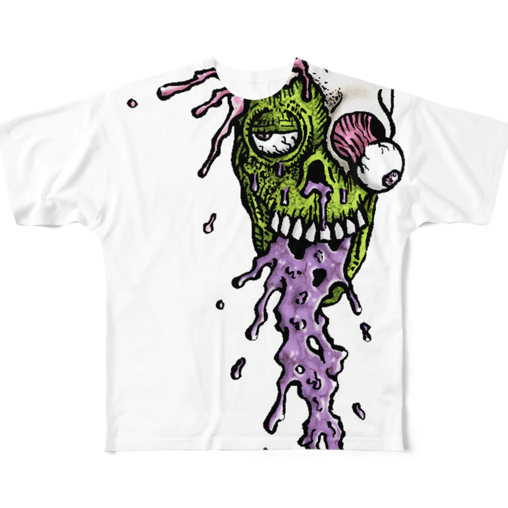 MackToons A.K.A カキ天のPuke Skull!!!!!!! フルグラフィックTシャツ