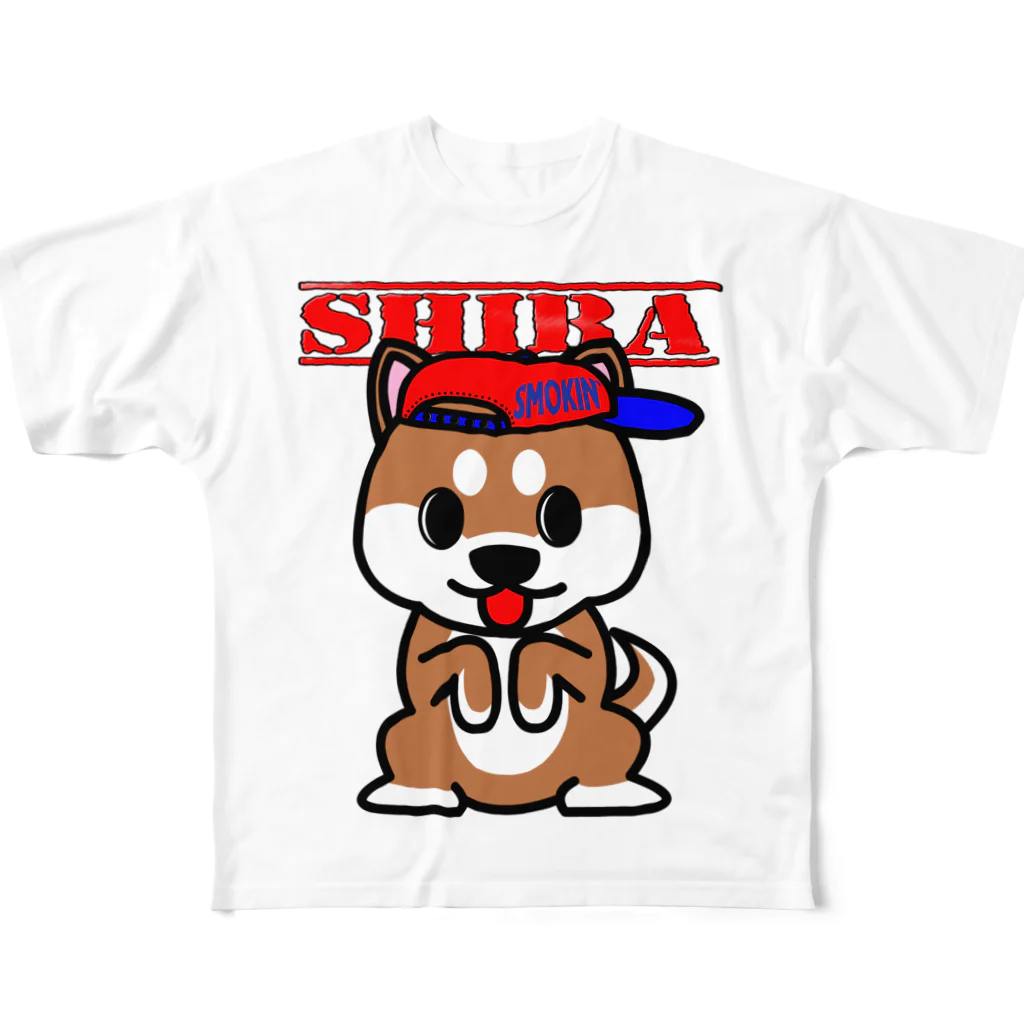 オリジナルデザインTシャツ　SMOKIN'のちんちん柴犬 All-Over Print T-Shirt