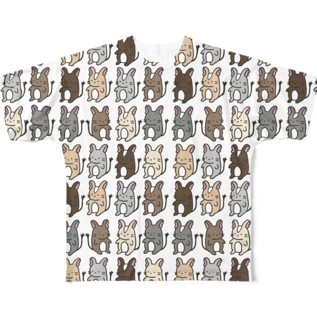 むぎてとはうすの整列デグーちゃんおかわり！！ All-Over Print T-Shirt