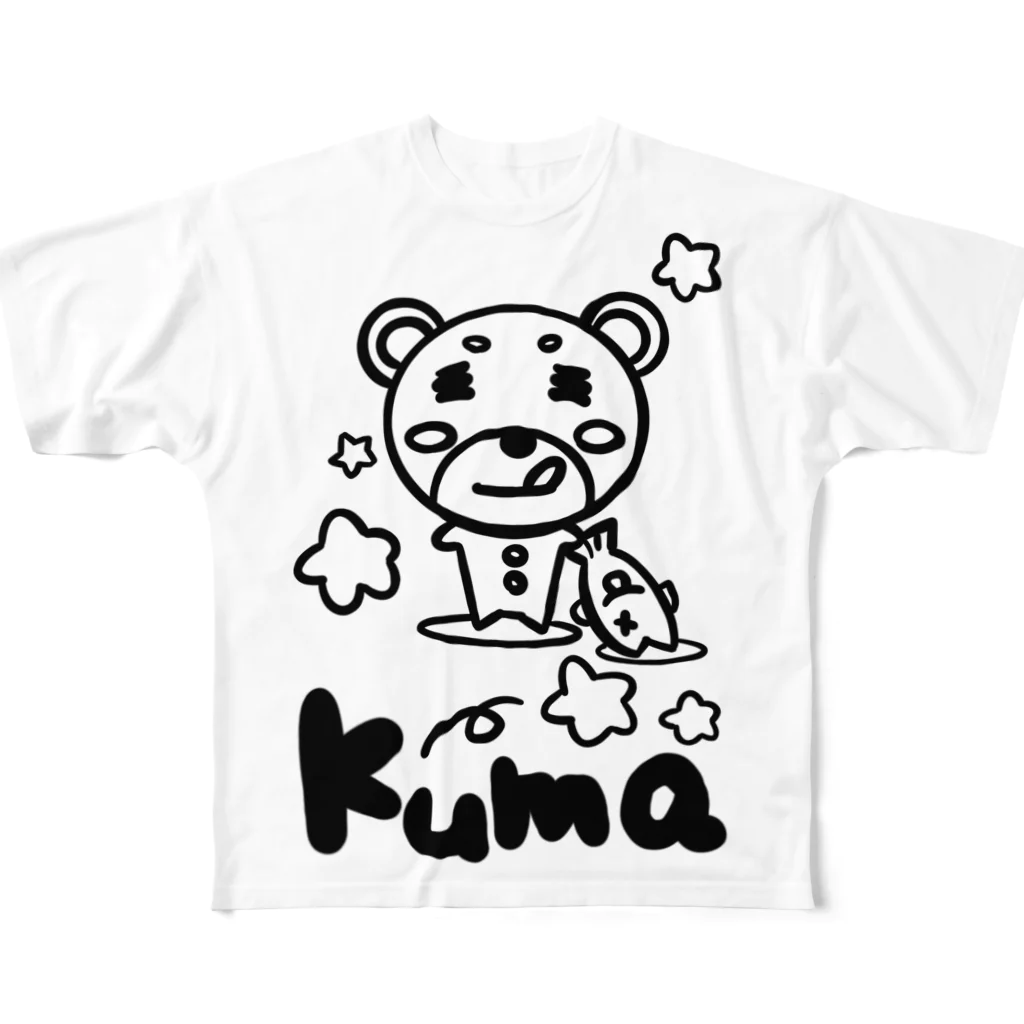 ☆Nacyo☆の腹へり熊雄 フルグラフィックTシャツ