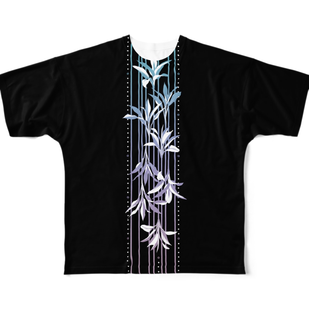 dizzyのドラセナの葉っぱ２🌿（黒） All-Over Print T-Shirt