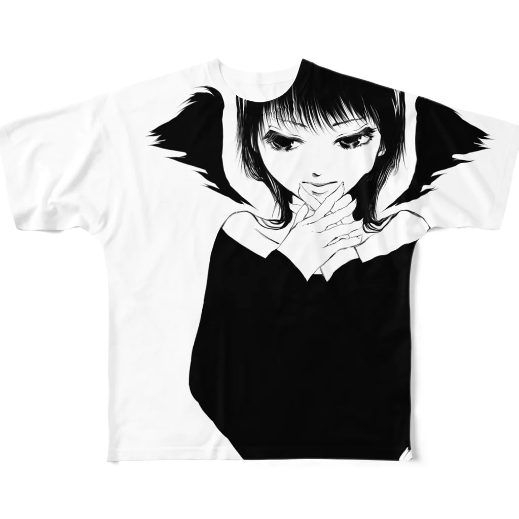 あいまゆらの店の白黒天悪 All-Over Print T-Shirt