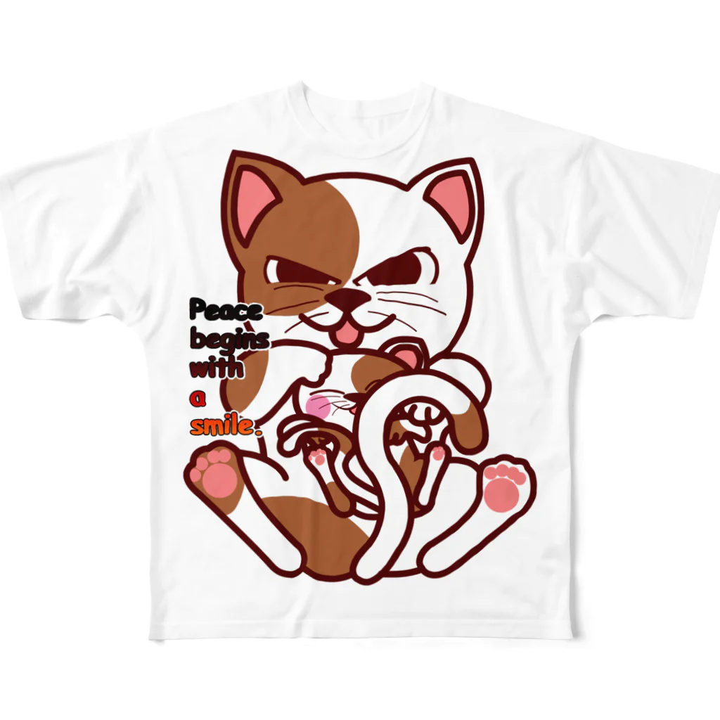 オリジナルデザインTシャツ　SMOKIN'のsmileCat All-Over Print T-Shirt