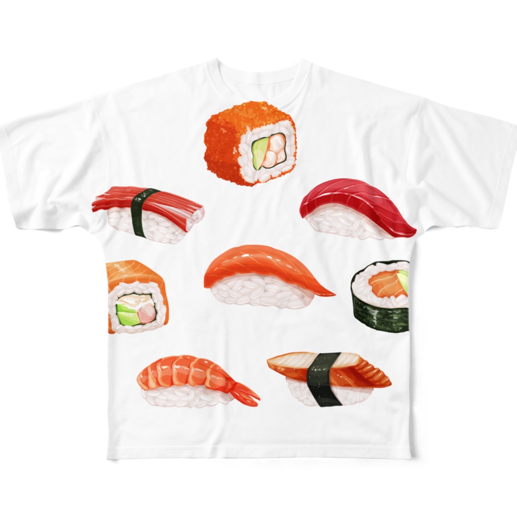 握り寿司巻き寿司面白い食べ物 Vibin Designs Vibin のフルグラフィックtシャツ通販 Suzuri スズリ