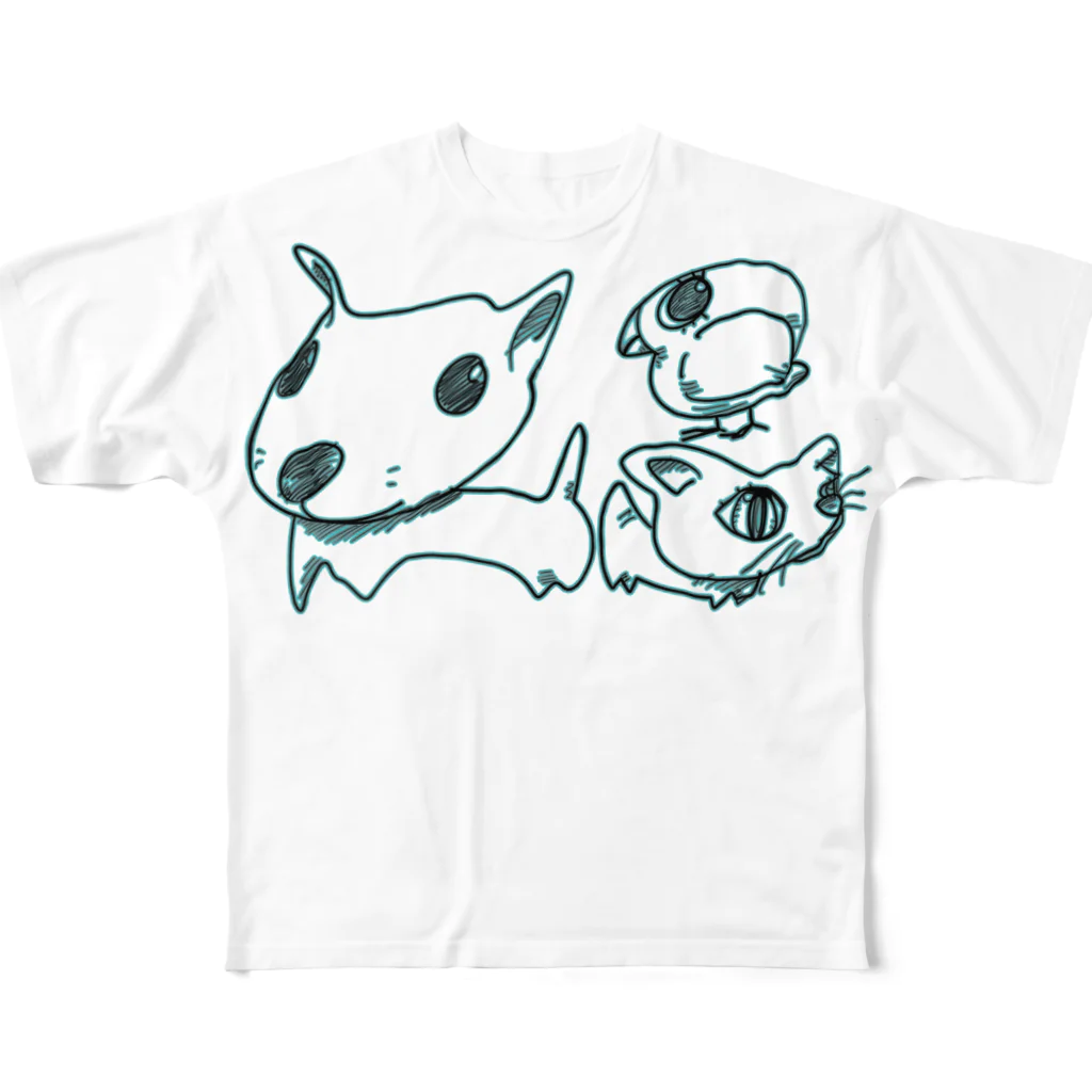 謎モノ店のさらっといぬ ねこ とり All-Over Print T-Shirt