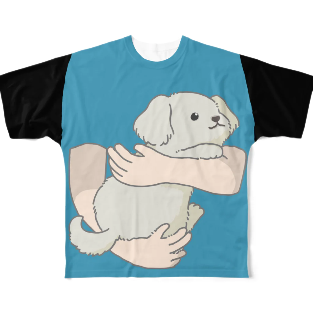 しろいいぬのいつでも犬を抱っこしたいとき用 フルグラフィックTシャツ