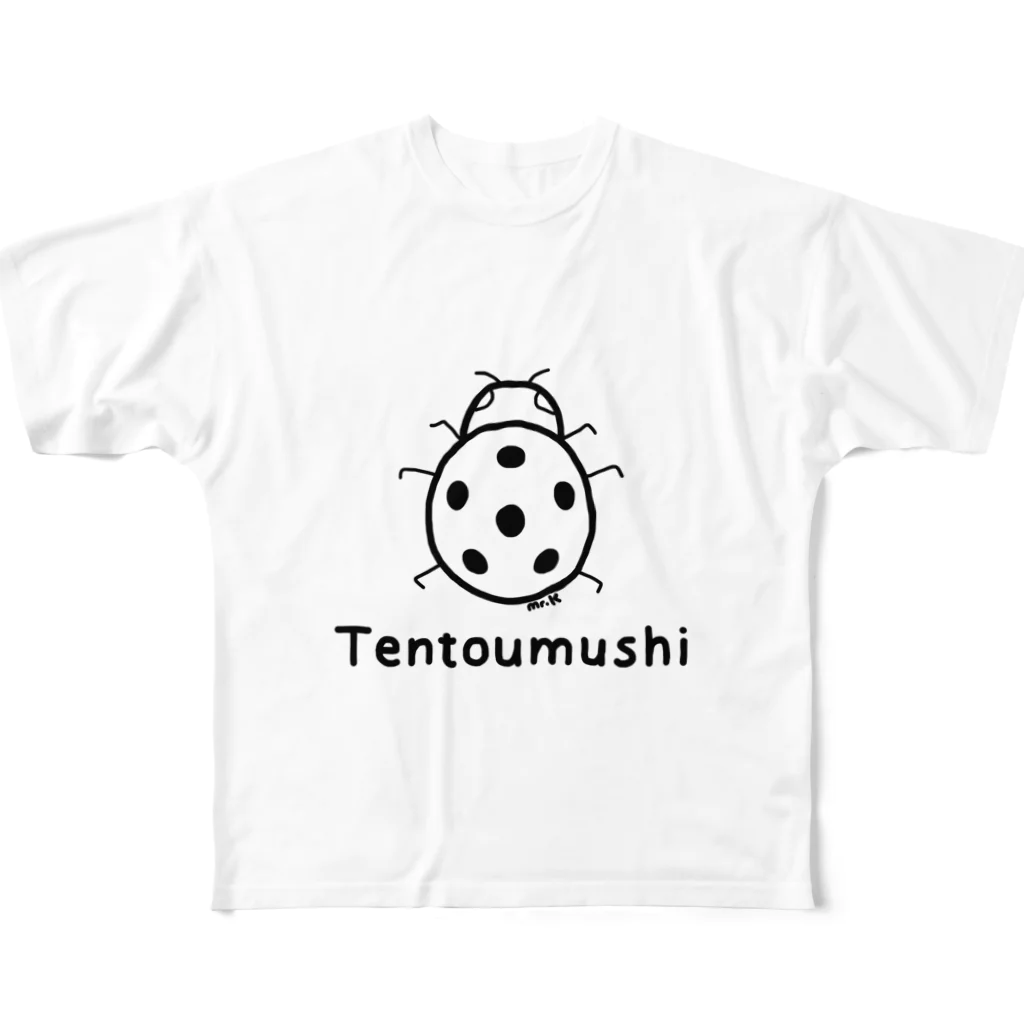 MrKShirtsのTentoumushi (てんとう虫) 黒デザイン フルグラフィックTシャツ