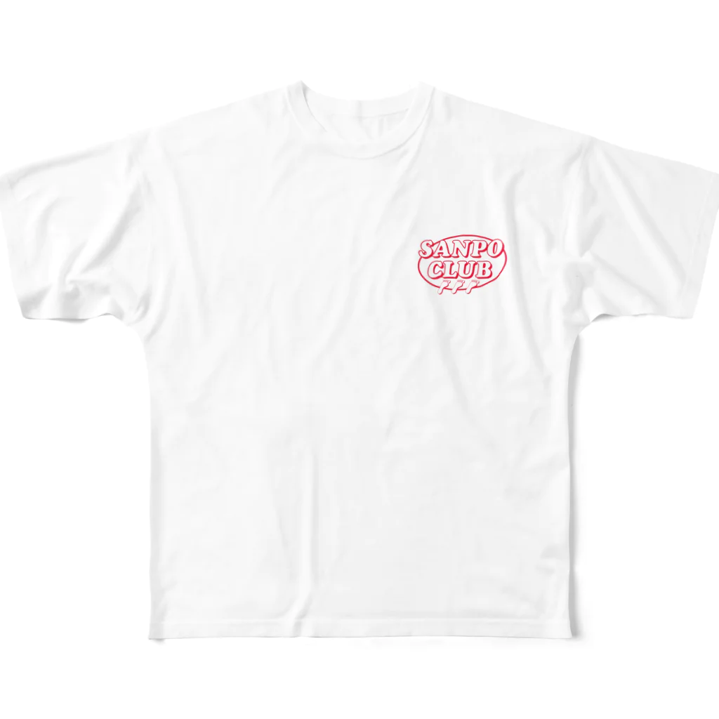 NujadeamのSANPO CLUB_Red All-Over Print T-Shirt