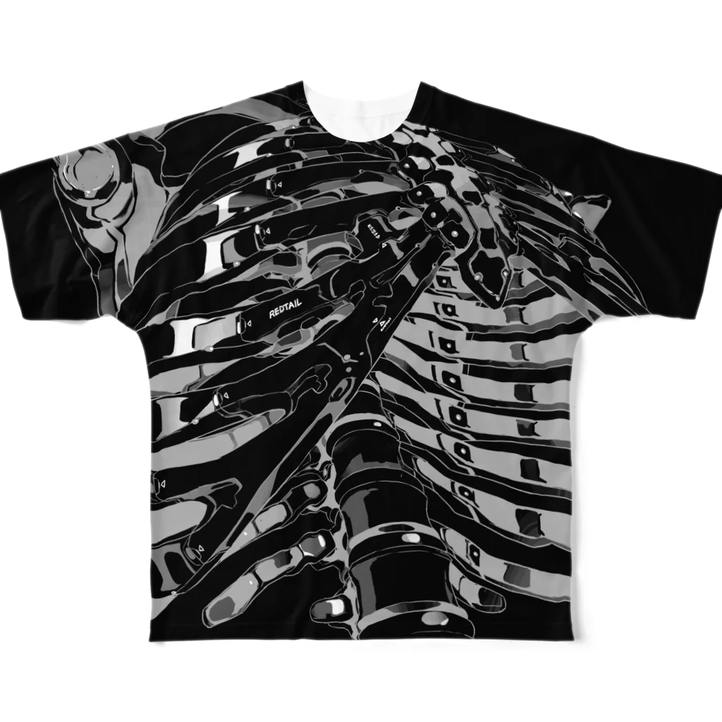 REDTAILの強化骨格_BLACK All-Over Print T-Shirt