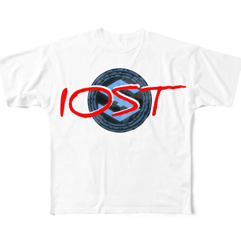 IOST_Supporter_CharityのIOST【ホッパーデザイン】（赤） フルグラフィックTシャツ