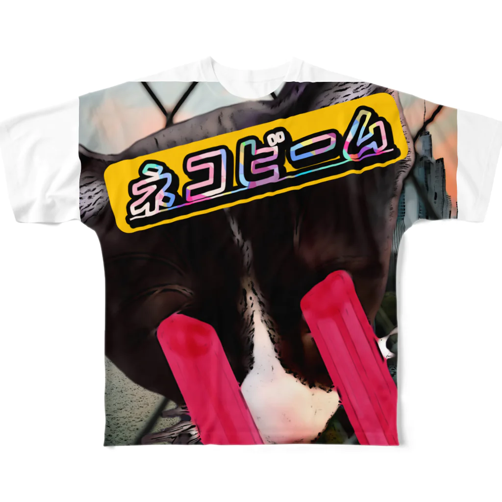 No.3japanのネコビーム フルグラフィックTシャツ