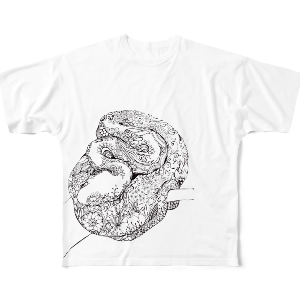 MUKEの蛇 フルグラフィックTシャツ