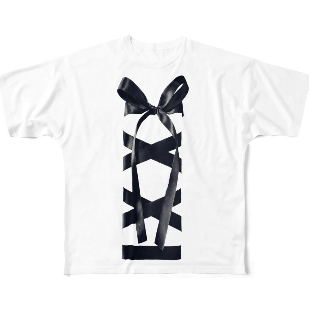 スマイルスタイルの編み上げリボン All-Over Print T-Shirt