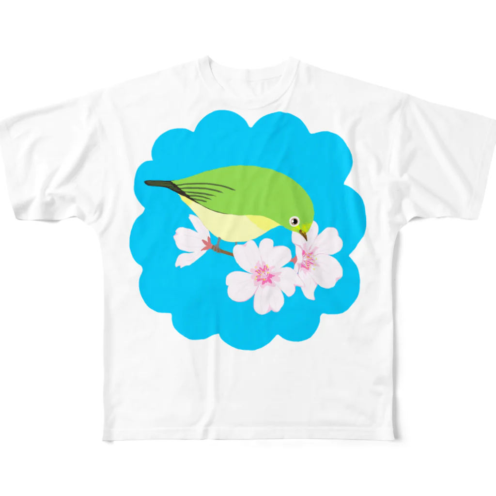 LalaHangeulの桜とメジロさん All-Over Print T-Shirt