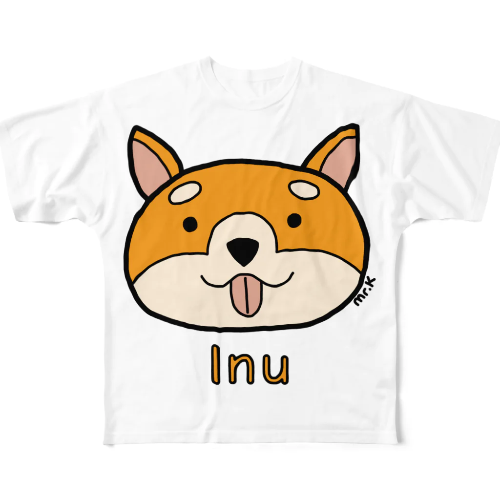 MrKShirtsのInu (犬) 色デザイン フルグラフィックTシャツ