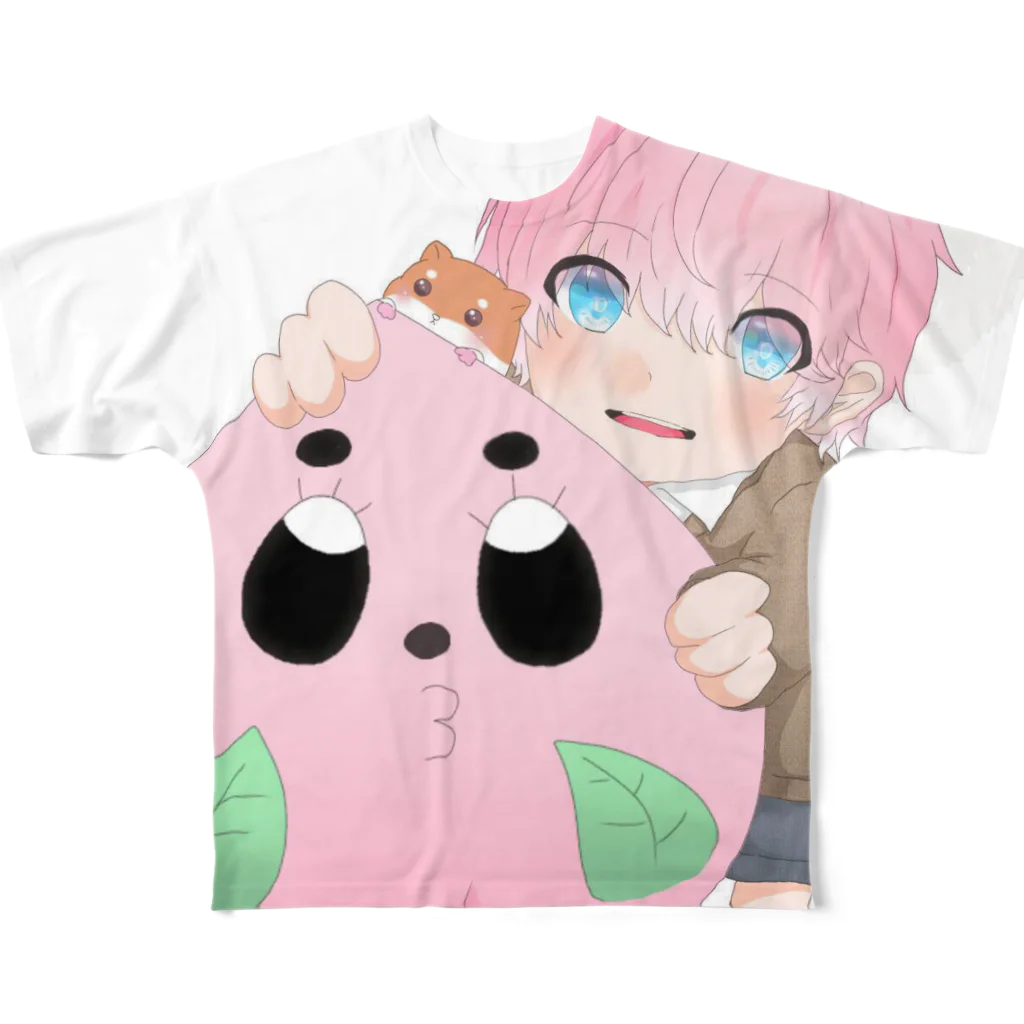 きゃずもも＆ももみのグッズ販売のきゃずももと小さな仲間達 フルグラフィックTシャツ