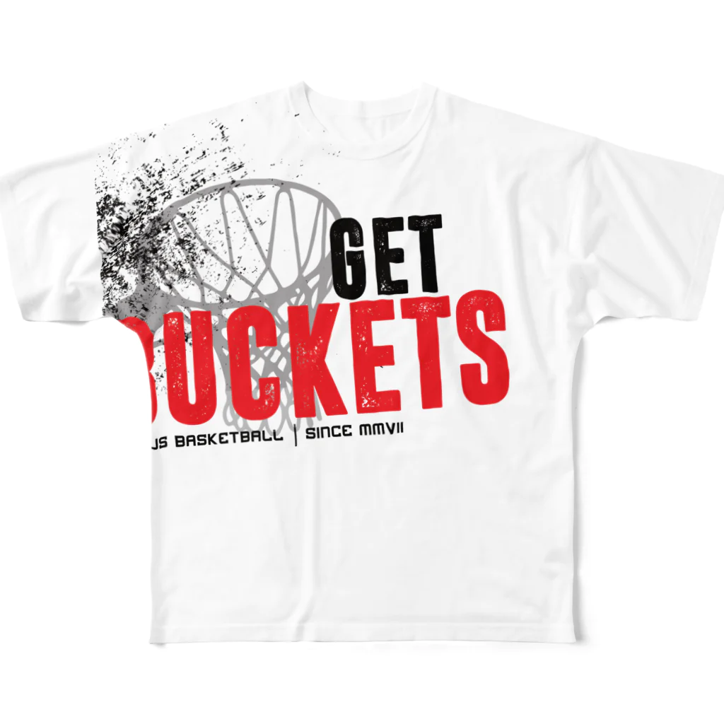 エリータスバスケットボールの「GET BUCKETS」 PERFORMANCE TEE フルグラフィックTシャツ