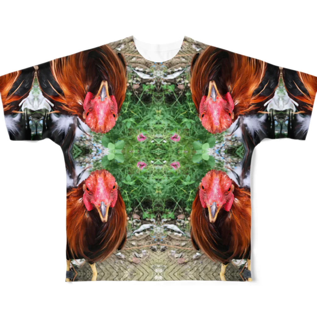 旅と、日記と、総柄。のニワトリ柄リベンジ All-Over Print T-Shirt