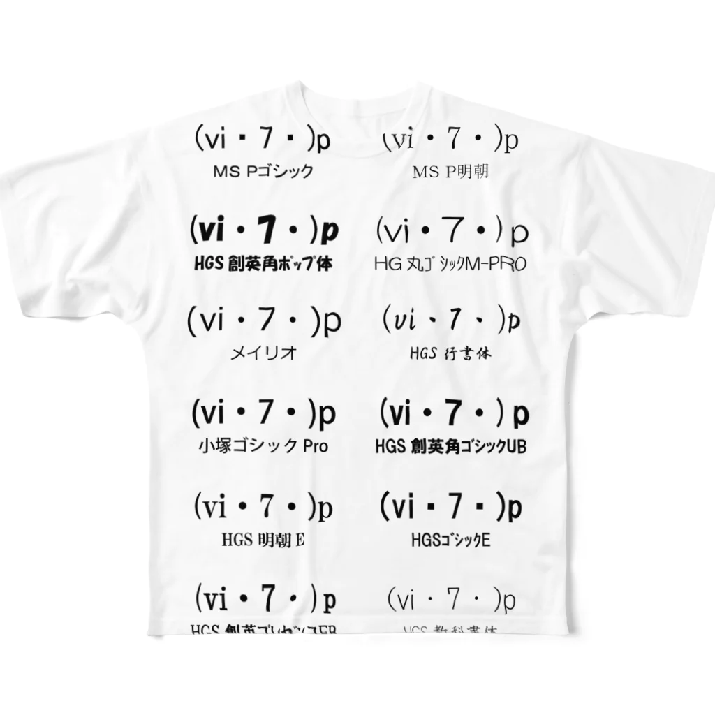 セプタゴン公式ショップのゾナー（フォント） フルグラフィックTシャツ