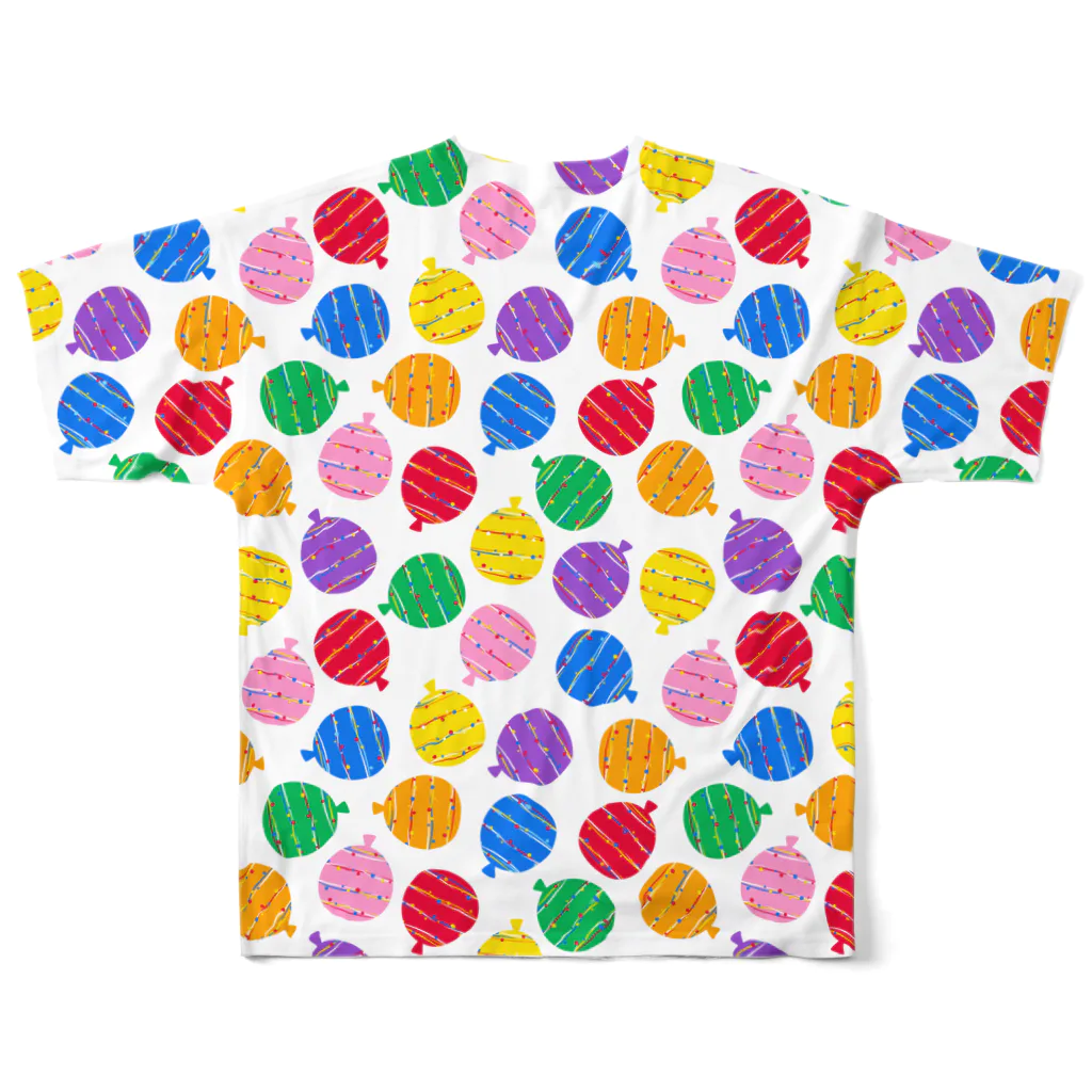 あわじテキスタイルのカラフル水風船 ホワイト All-Over Print T-Shirt :back