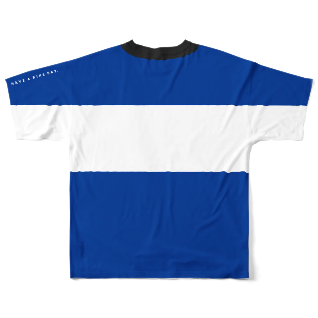 HAVE A BIKE DAY. ＠ SUZURIのHABDmoto(blue) All-Over Print T-Shirt :back