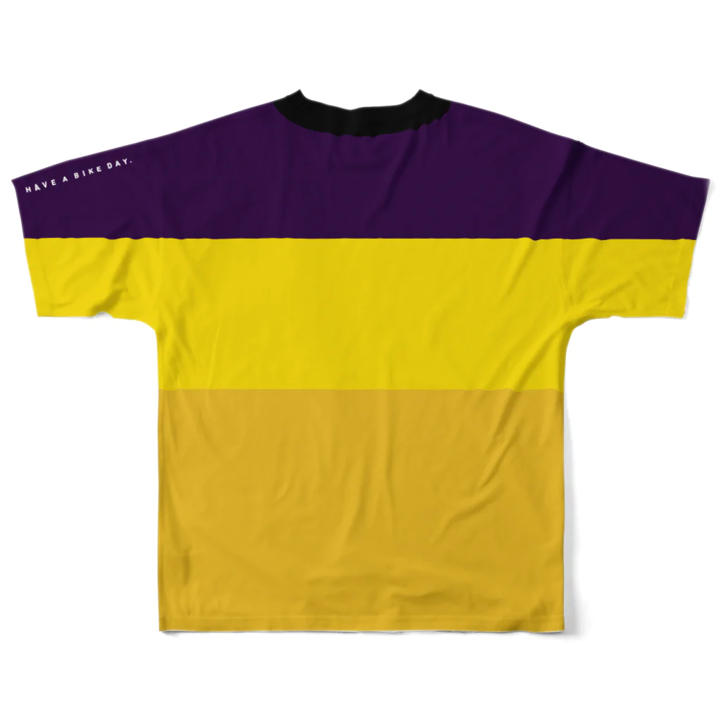 HAVE A BIKE DAY. ＠ SUZURIのHABDmoto(purple/yellow) フルグラフィックTシャツの背面