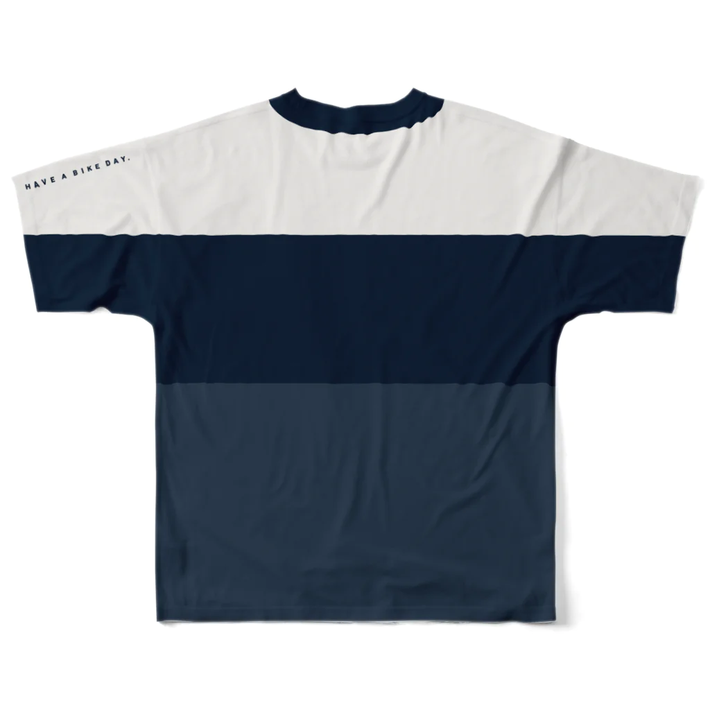 HAVE A BIKE DAY. ＠ SUZURIのHABDmoto(navy) All-Over Print T-Shirt :back