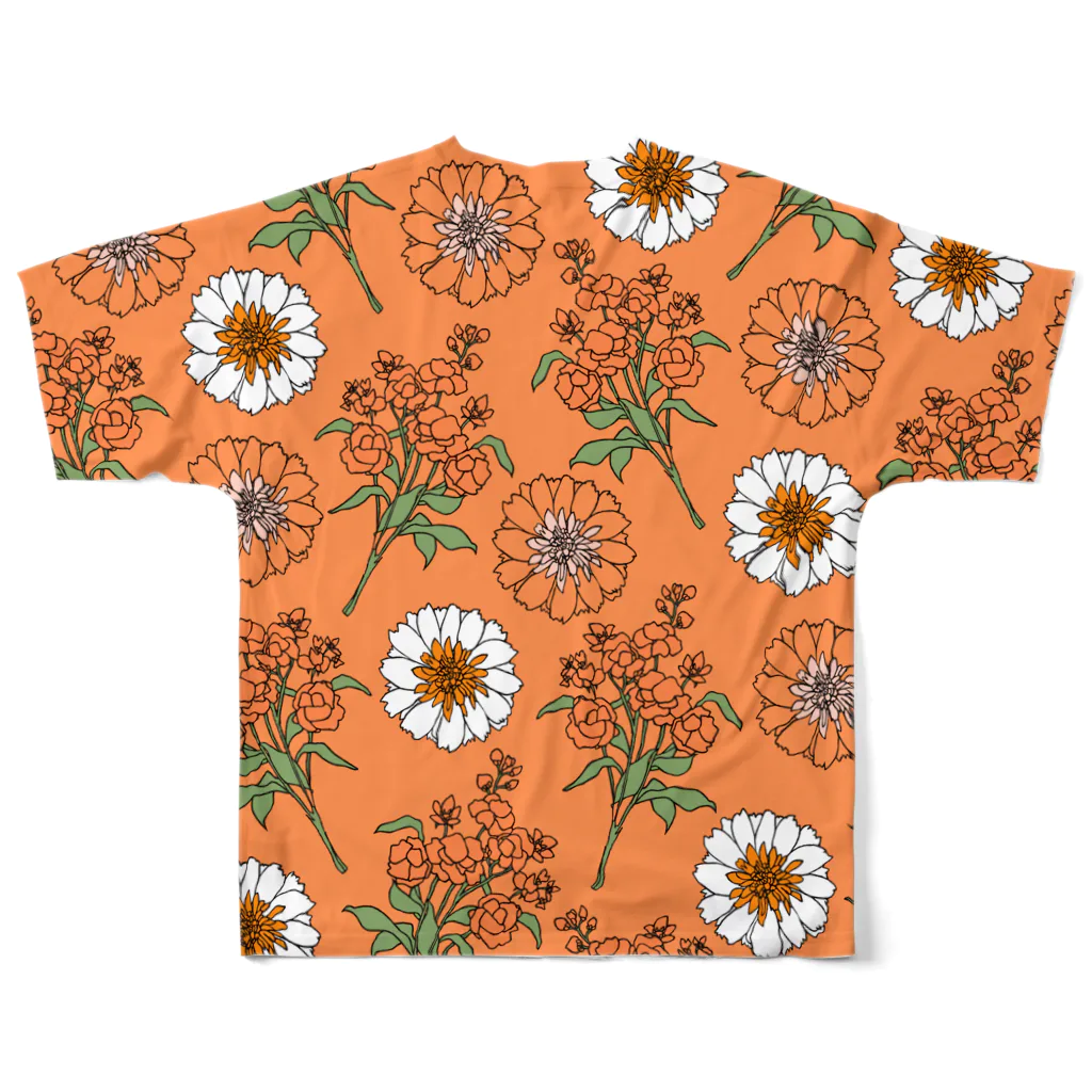 lg_hの花柄（オレンジ） All-Over Print T-Shirt :back