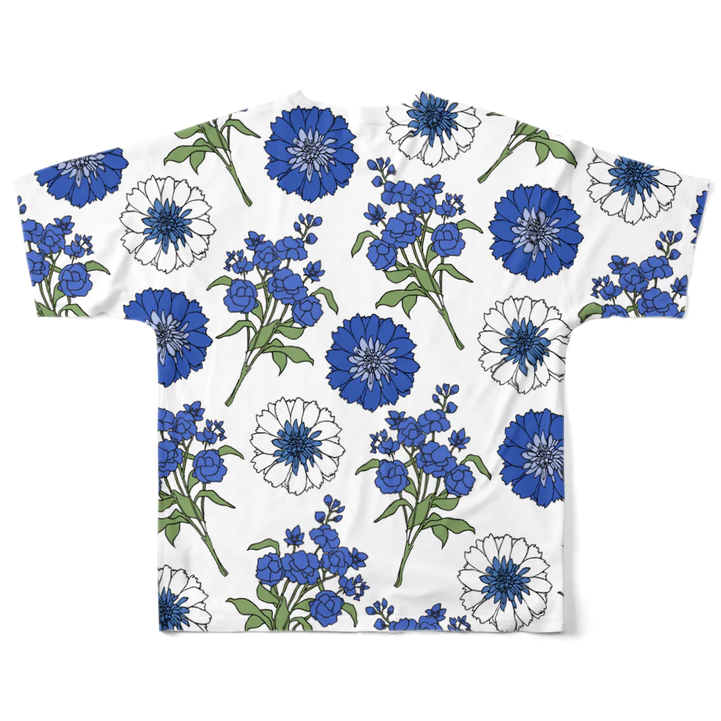 lg_hの花柄（ブルー） All-Over Print T-Shirt :back