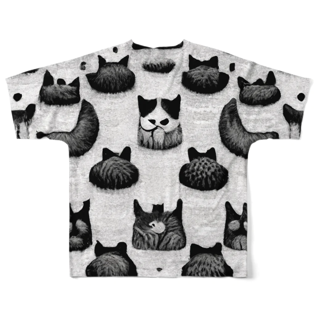 ■□ monochrome10 ■□のBlack Cats / C All-Over Print T-Shirt :back