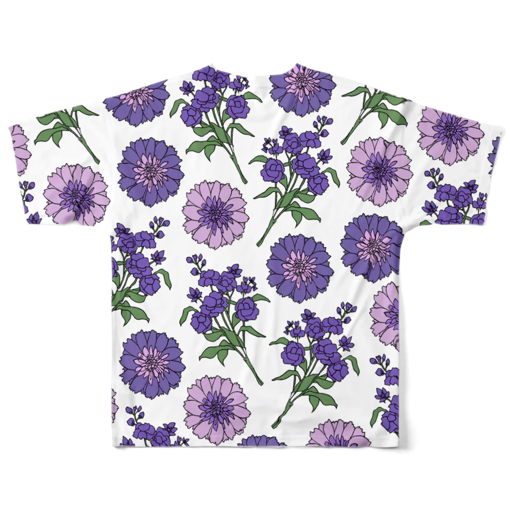 lg_hの花柄（ホワイト×パープル） フルグラフィックTシャツの背面