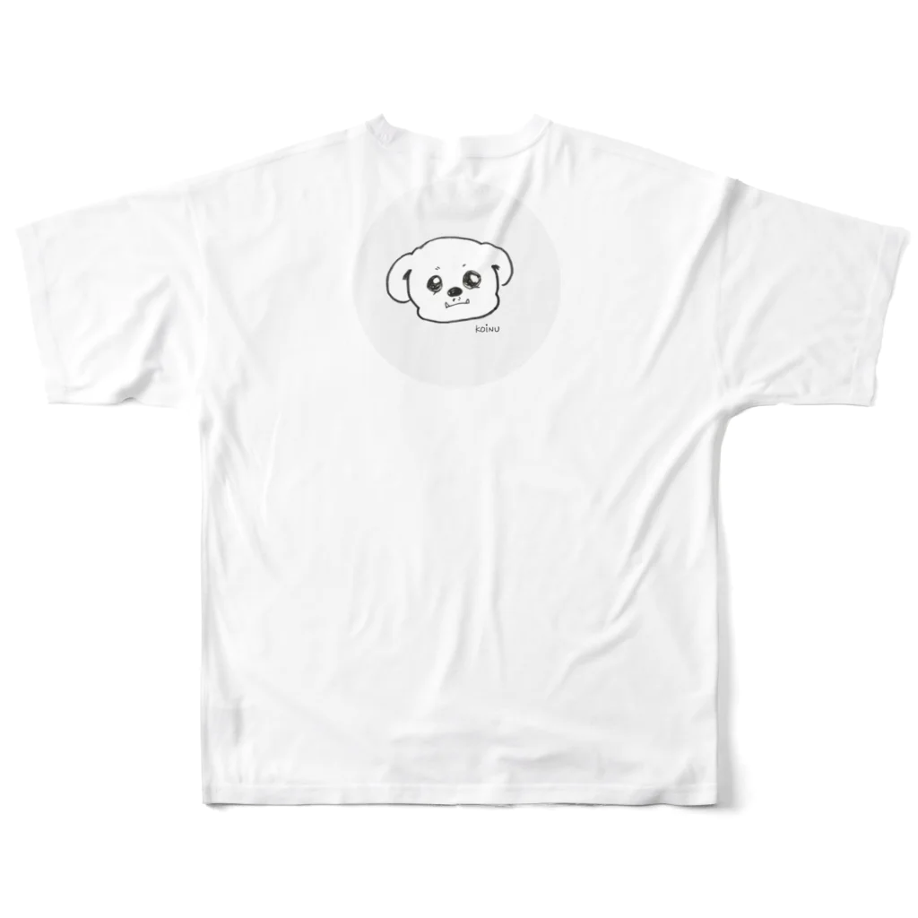 こいぬしょっぷのでっかいこいぬのきゅん顔Tシャツ フルグラフィックTシャツの背面