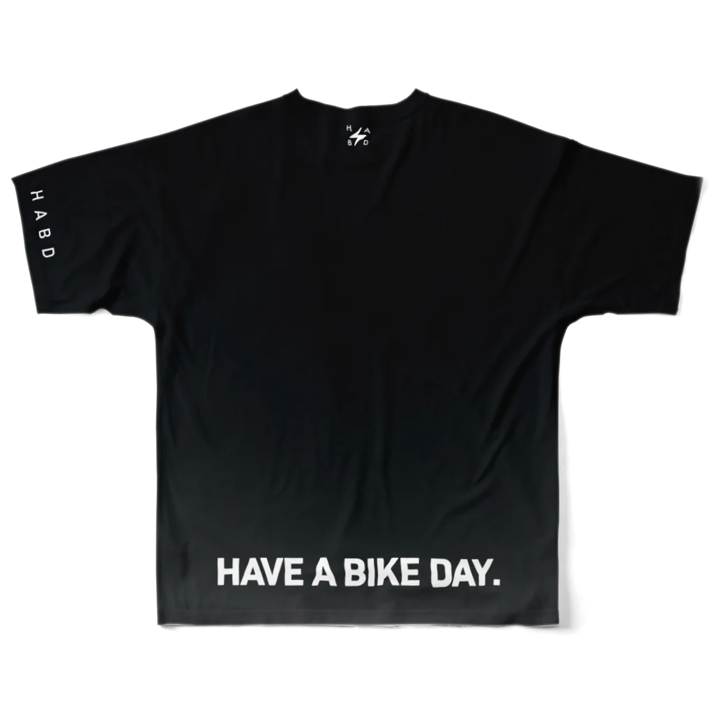 HAVE A BIKE DAY. ＠ SUZURIのHABD adv (Black-Gray) All-Over Print T-Shirt :back