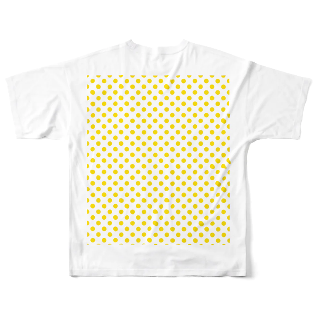 tealblueの水玉　黄色と白 フルグラフィックTシャツの背面