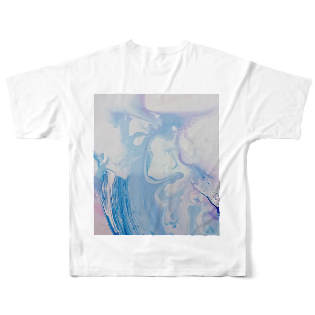 白い壁のabstract フルグラフィックTシャツの背面