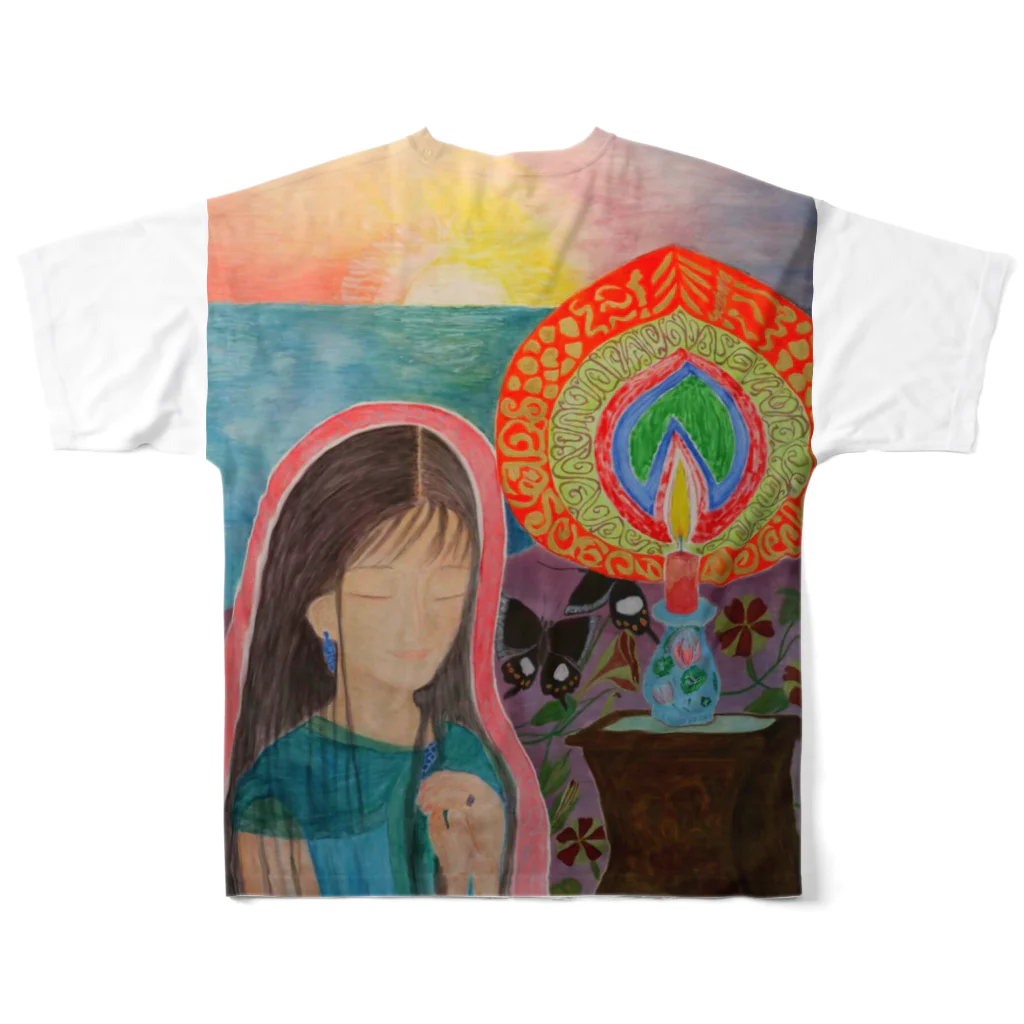 キキとココからのMagic hour / 穏やかな夕暮れの祈り All-Over Print T-Shirt :back