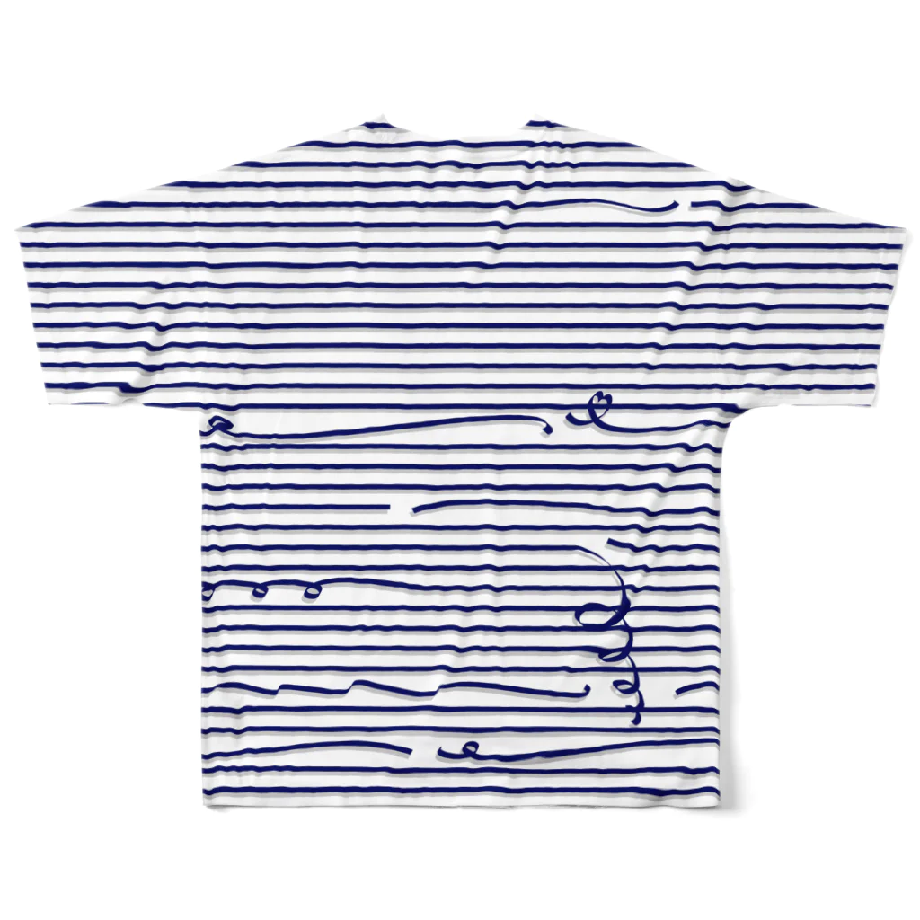 dizzyのNavy Stripes All-Over Print T-Shirt :back