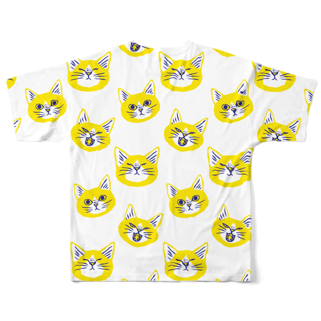 喫茶こぐまやの北欧風にゃんこ　黄色 All-Over Print T-Shirt :back