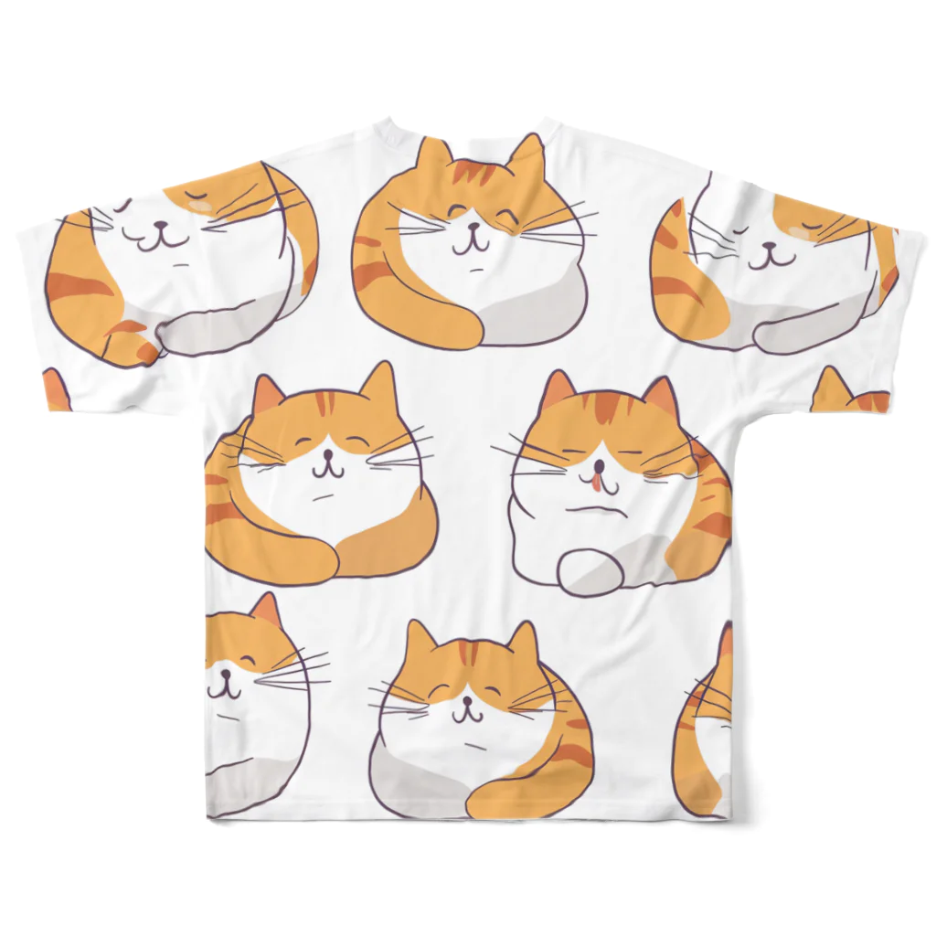 世にも奇妙な話をするよの無限猫（寝る） フルグラフィックTシャツの背面